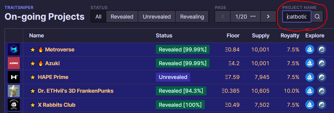 traitsniper 레어리티 확인 방법