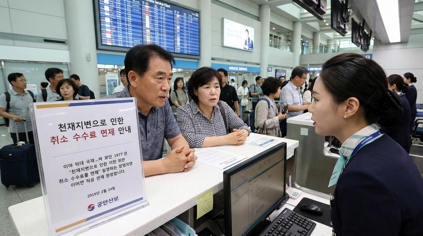 항공권 취소 수수료 면제 여부를 확인하는 모습