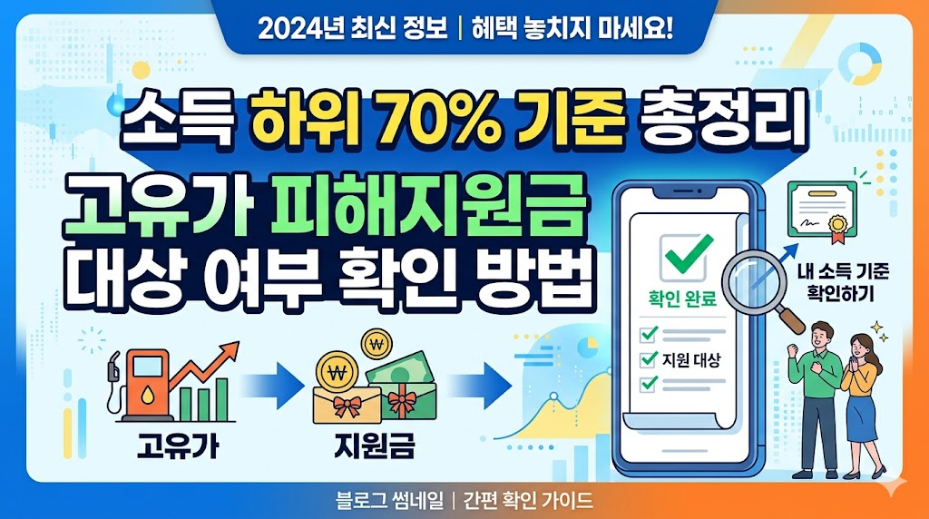 소득 하위 70% 기준 총정리|고유가 피해지원금 대상 여부 확인 방법