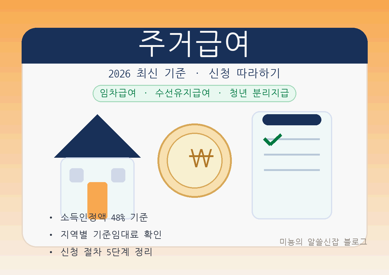 2026 주거급여 완벽정리｜기준중위소득 48%&middot;기준임대료(지역표)&middot;청년 분리지급&middot;수선유지급여 "따라 하기"