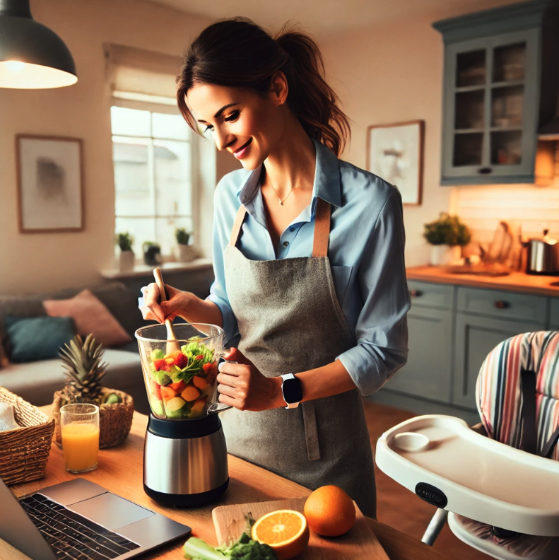 유아식 만드는 워킹맘의 모습