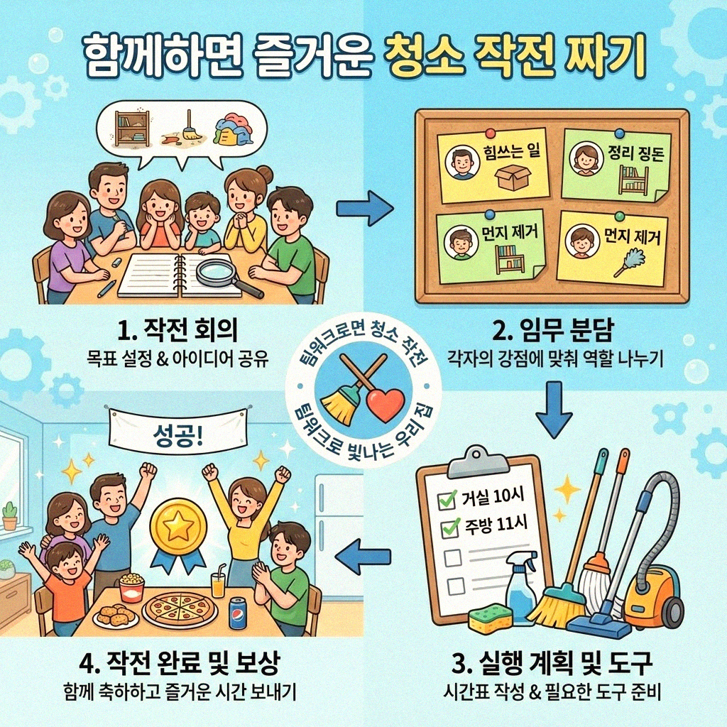 퇴근 후 우리 가족 모두 신나게 청소하는 시간