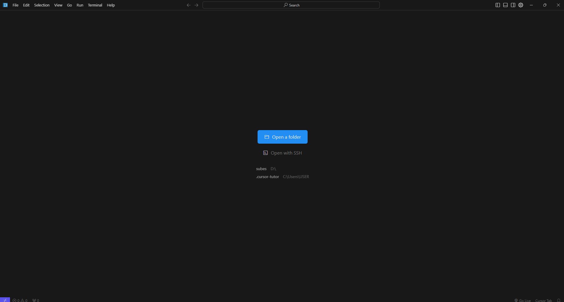 커서 ai 실행 화면