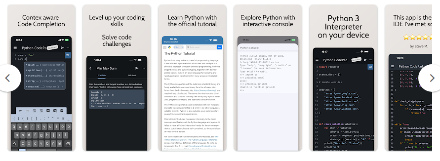Python Code-Pad, 모바일 Python 프로그래밍 IDE 및 컴파일러