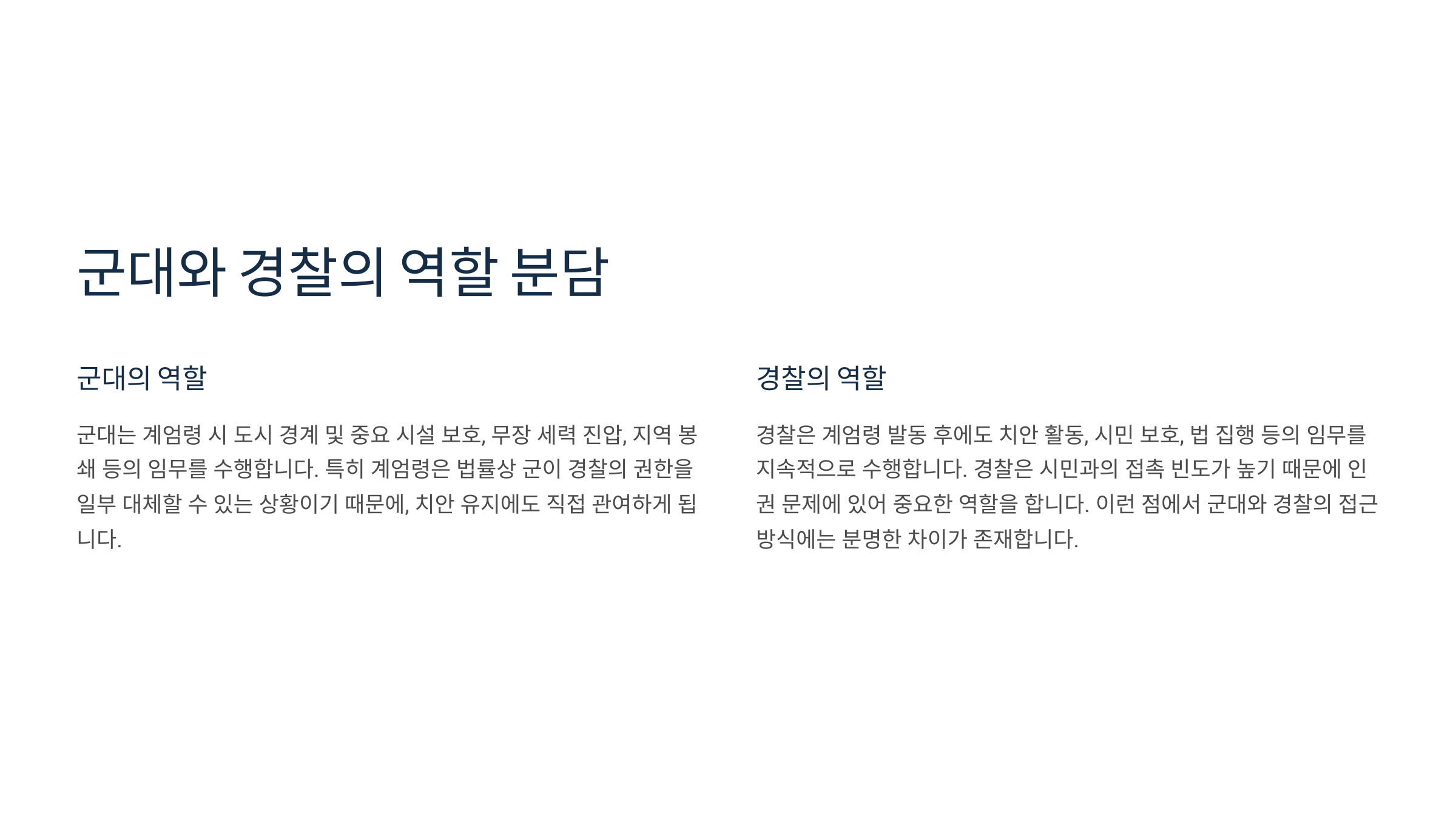 1. 군대의 역할: 국가 방어와 경계