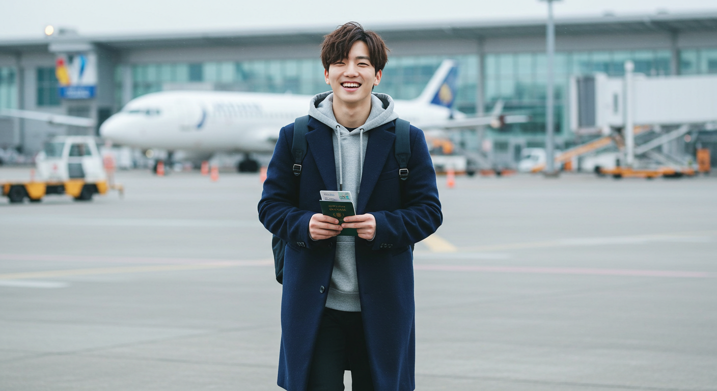 공항에 도착한 남자