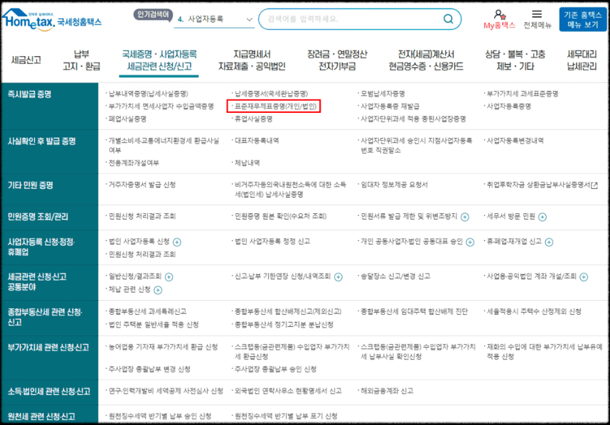 표준재무제표증명