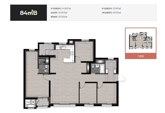 평택 고덕A49 호반써밋 3차 84B 평면도