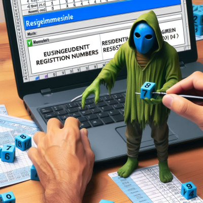 "엑셀 시트에 숫자들을 입력하고 있는 해커의 손. 데이터가 수정되고 있는 장면."