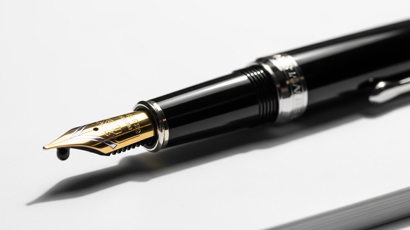 창조적 영감을 기록하기 위해 준비된 깨끗한 종이와 만년필