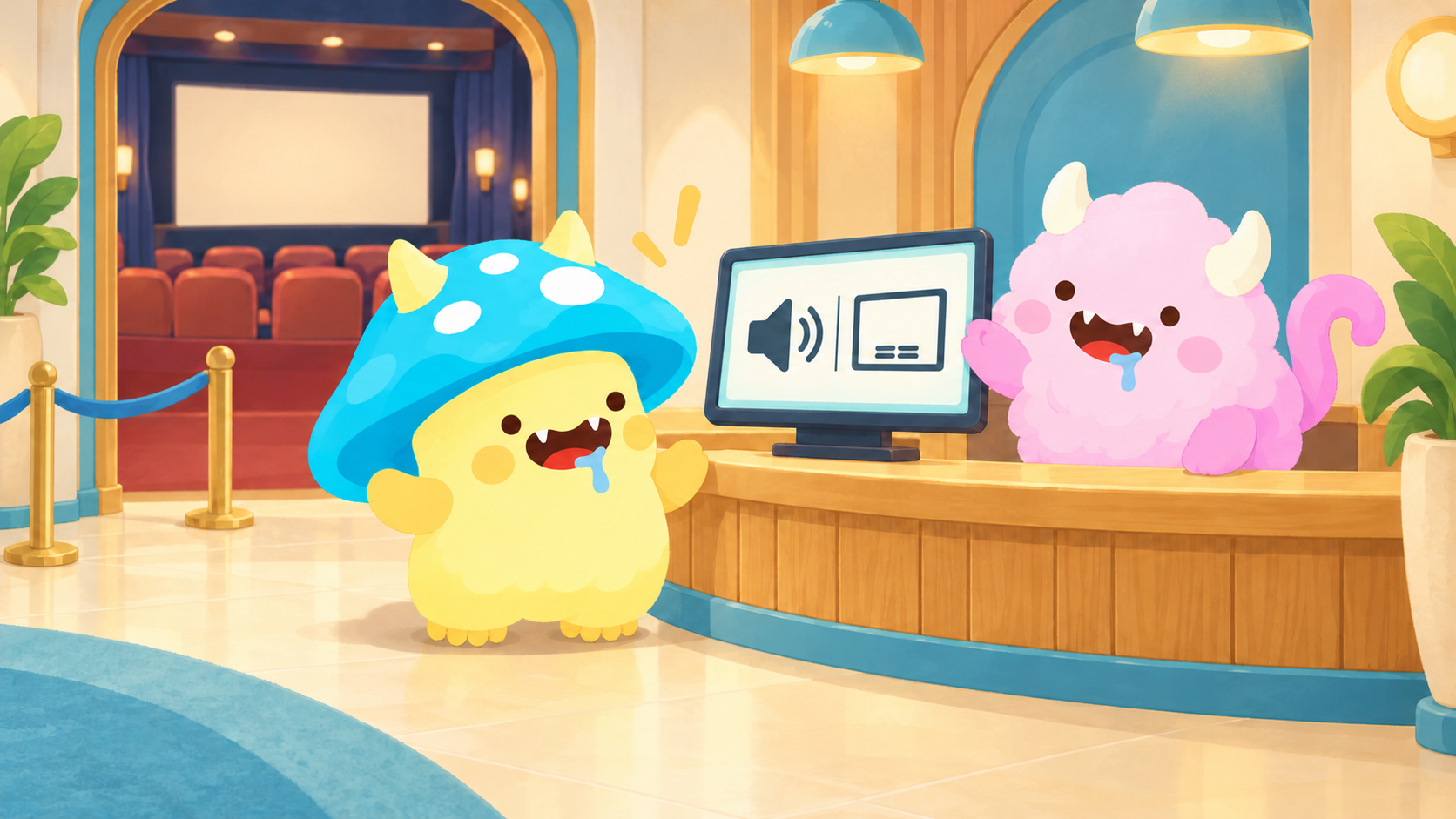 Bode and ShuShu check a cinema screening’s spoken language and subtitle language before choosing a version.