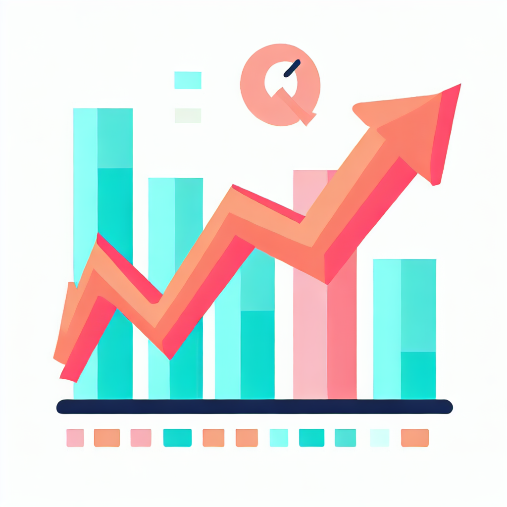 Flat vector style image of a rising arrow, symbolizing inflation, and a stock market chart showing positive returns.