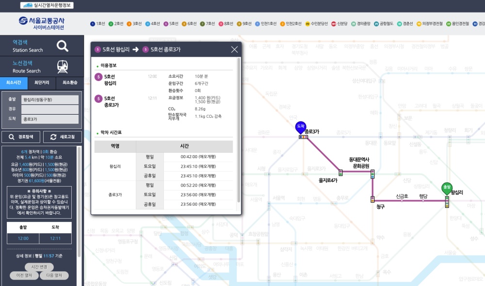 서울 지하철 5호선 노선도 크게보기