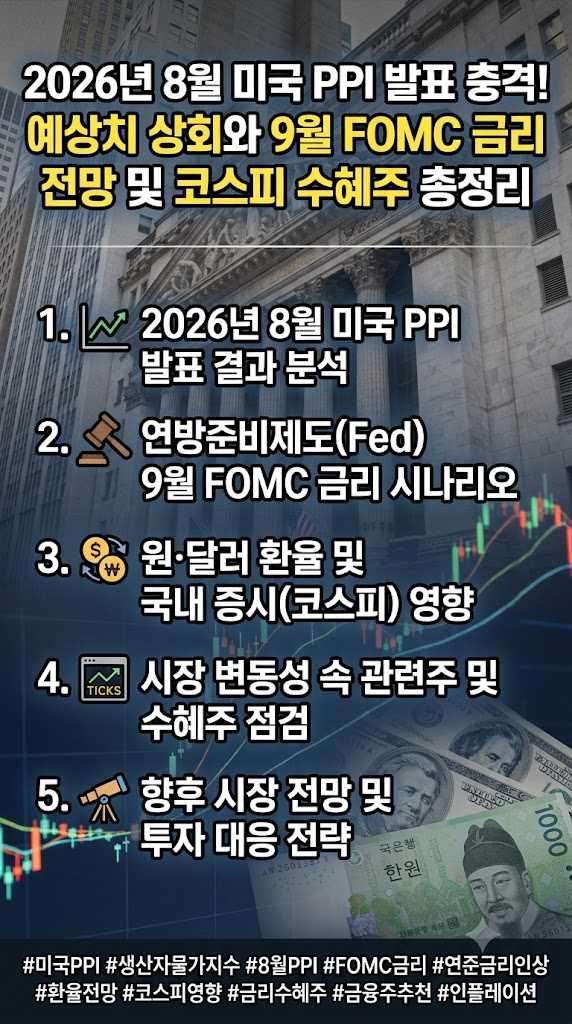 미국 8월 PPI 발표 결과, 상승, 예상치 상회, FOMC 금리 인상 발표 가능성, 환율, 코스피 영향, 예측, 관련주, 수혜주, CPI 및 향후 전망 총정리