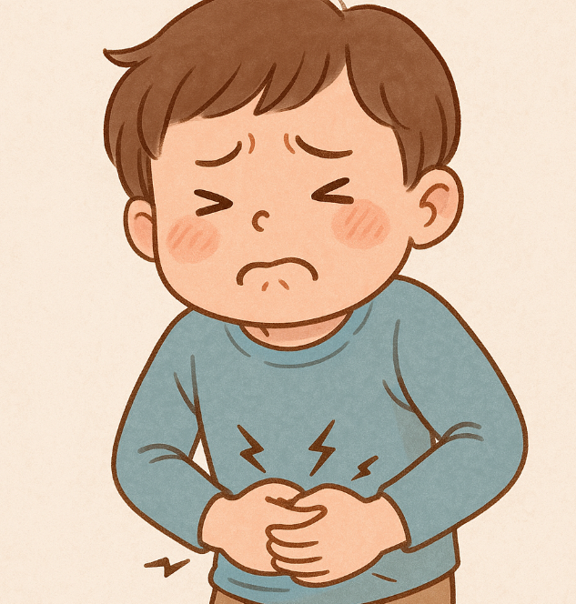 변비로 배 아파하는 사진