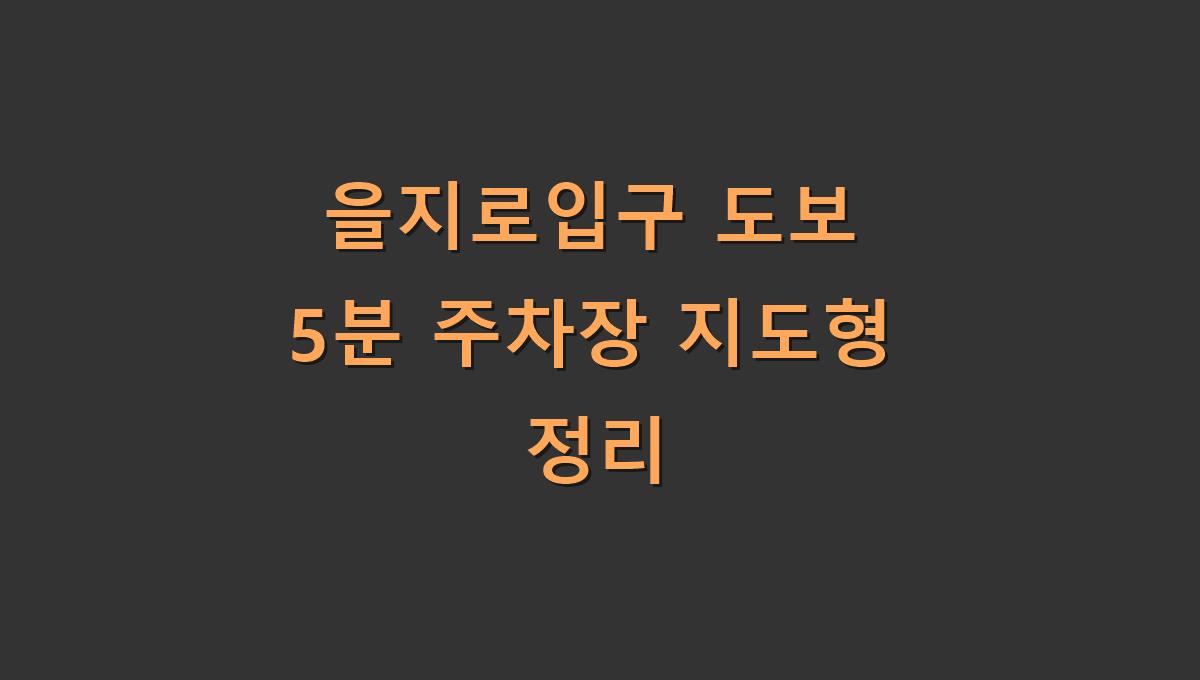을지로입구 도보 5분 주차장 지도형 정리