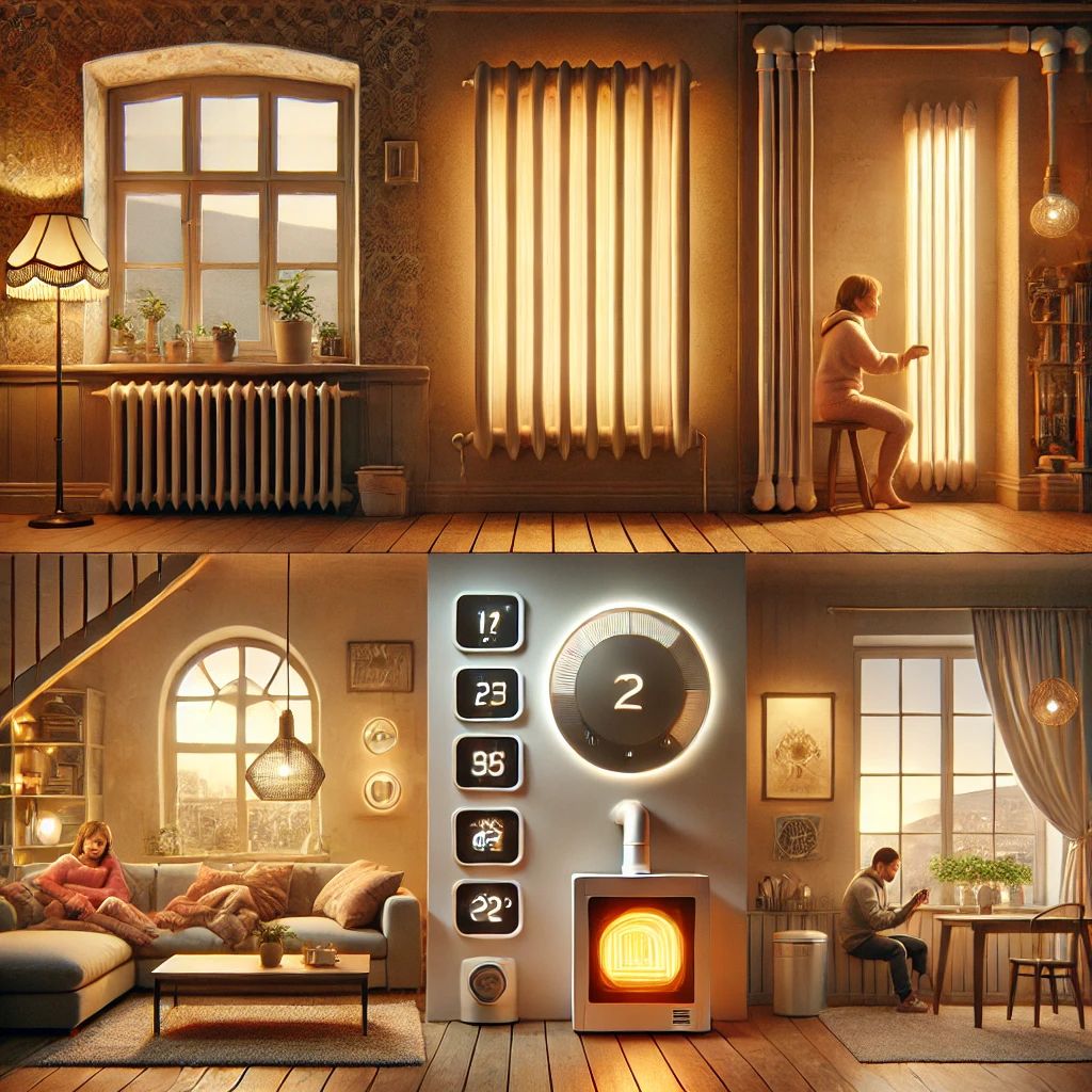 전통적인 라디에이터에서부터 에너지 효율적인 히트펌프, 스마트 온도 조절기, 재생 가능 에너지를 활용한 난방 시스템까지, 편안함과 보온을 강조한 디자인