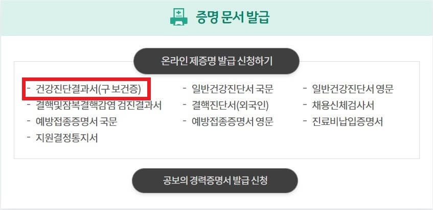 보건증 인터넷 발급