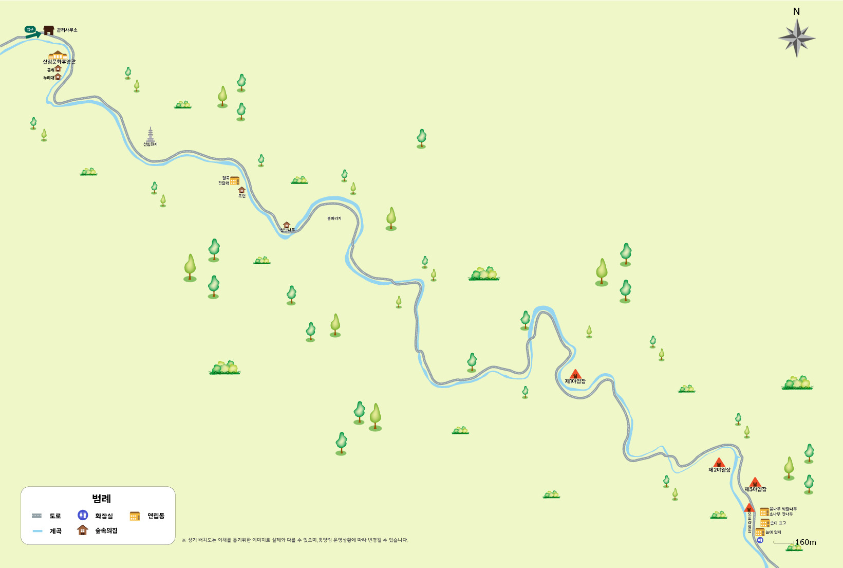 미천골 자연휴양림 배치도