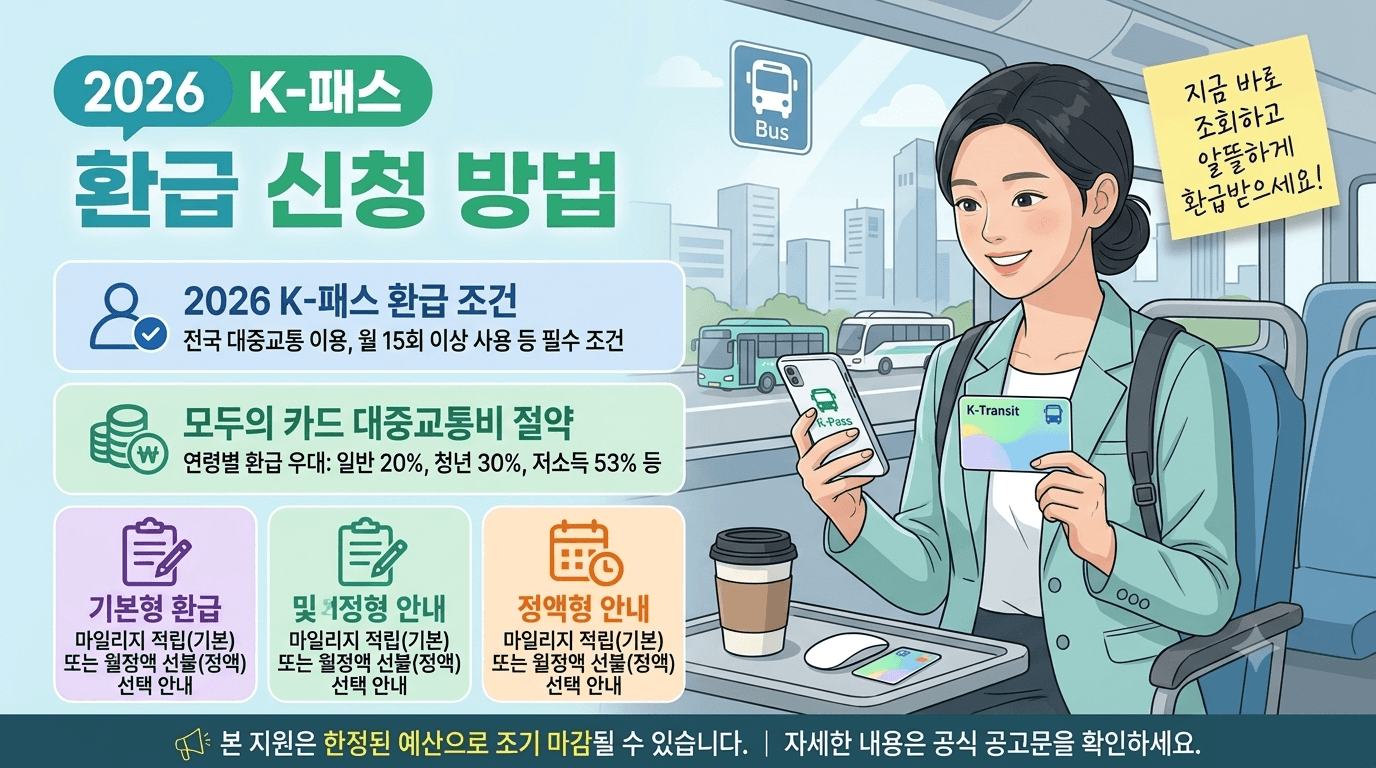 2026 K-패스 환급 조건 및 모두의 카드 신청 방법 안내 이미지