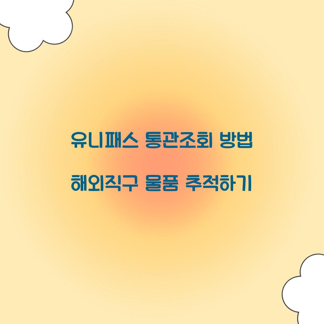 유니패스 통관조회 방법