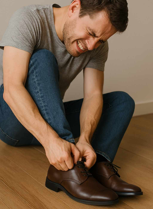 작은-신발-겨우-신는-사람