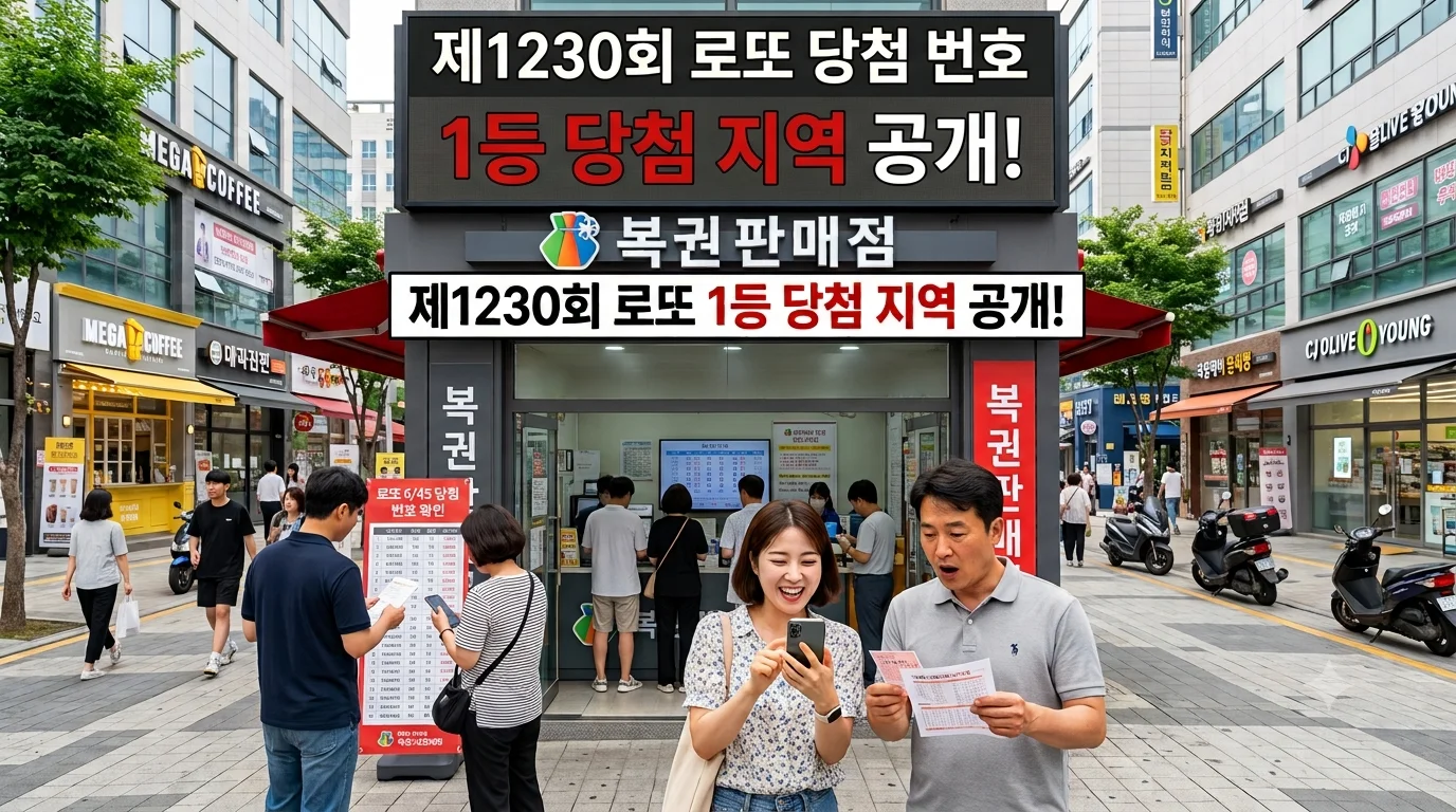 제1230회 로또 당첨 번호, 당첨 지역 판매점 리스트, 전국 로또 명당 리스트
