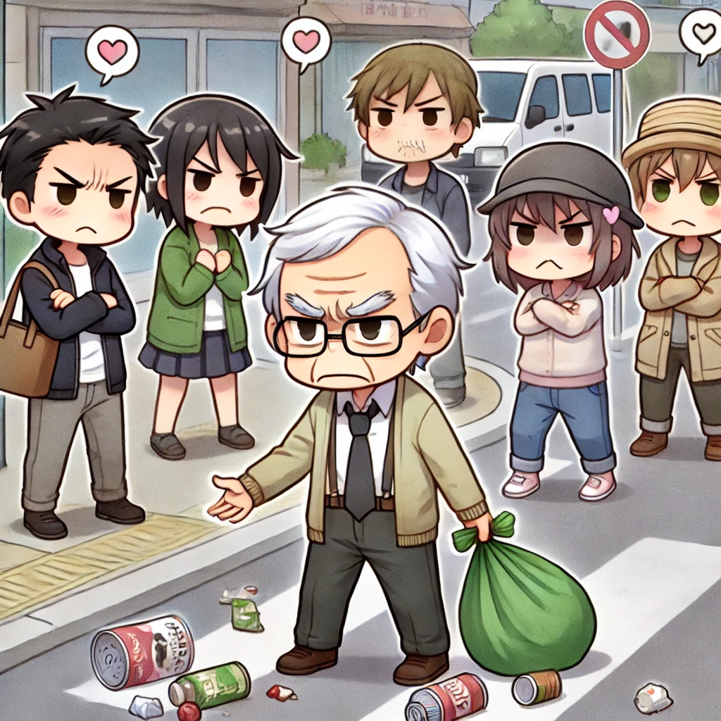 길에 쓰레기를 버리는 모습