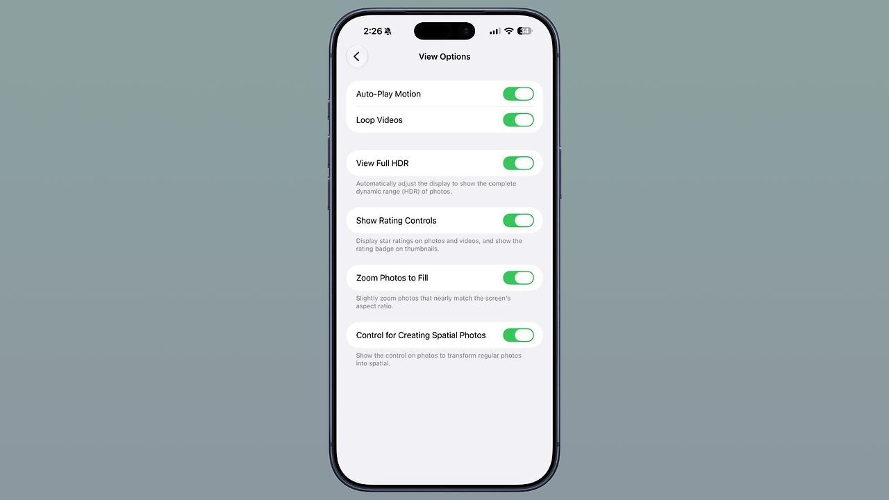 iOS 27 베타 4 사진을 화면에 맞게 확대 옵션
