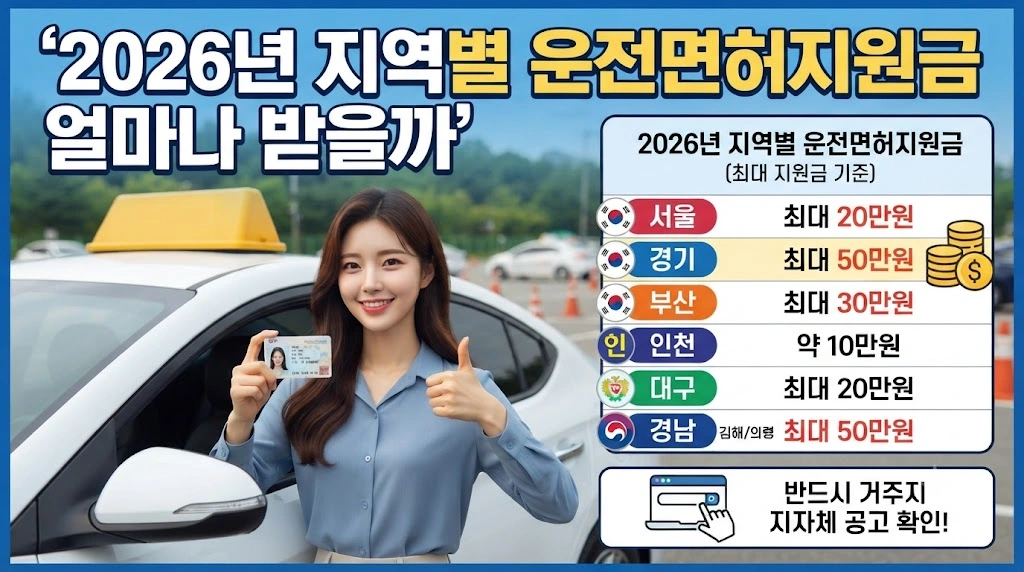 2026년 지역별 운전면허지원금 얼마나 받을까