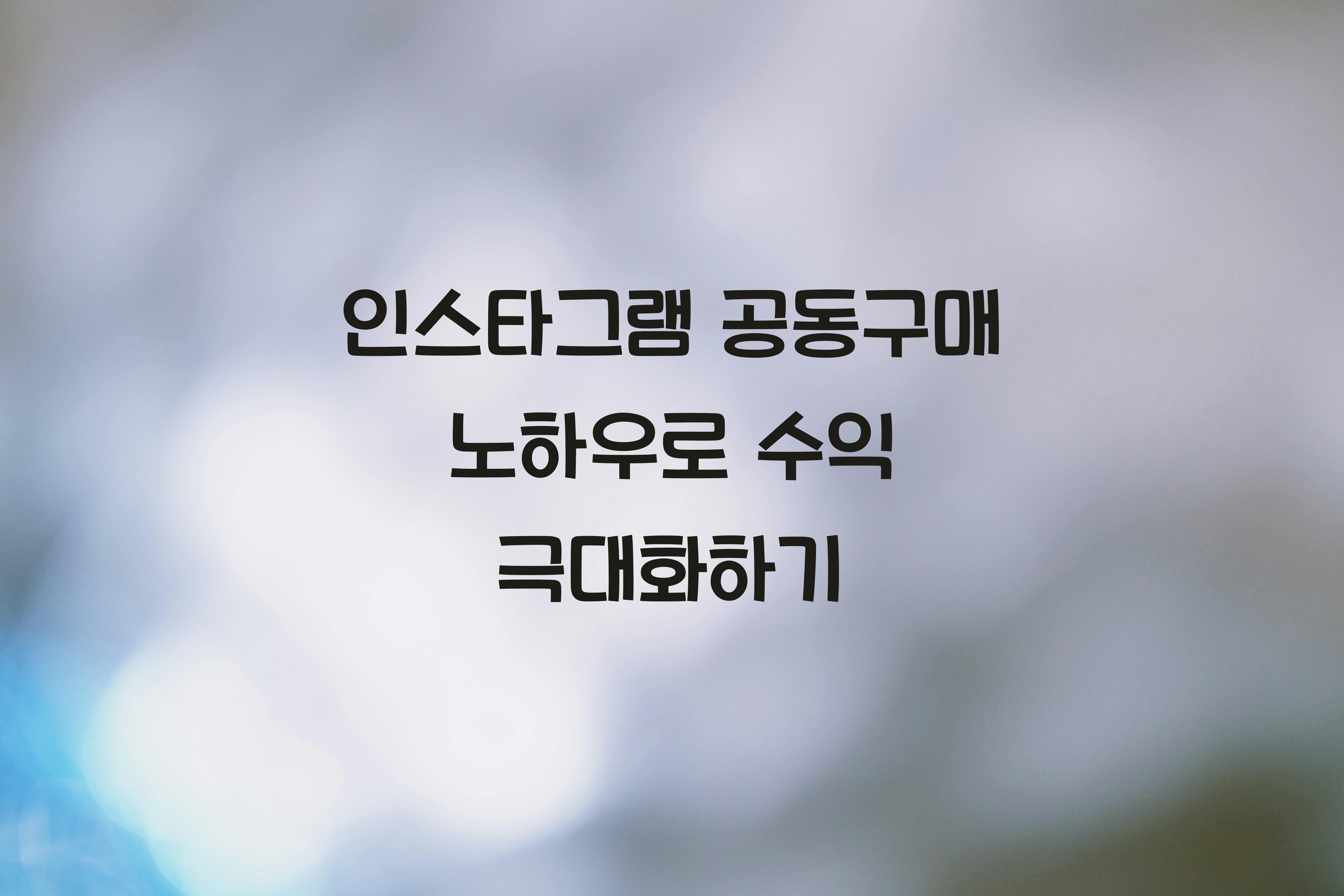 인스타그램 공동구매 노하우