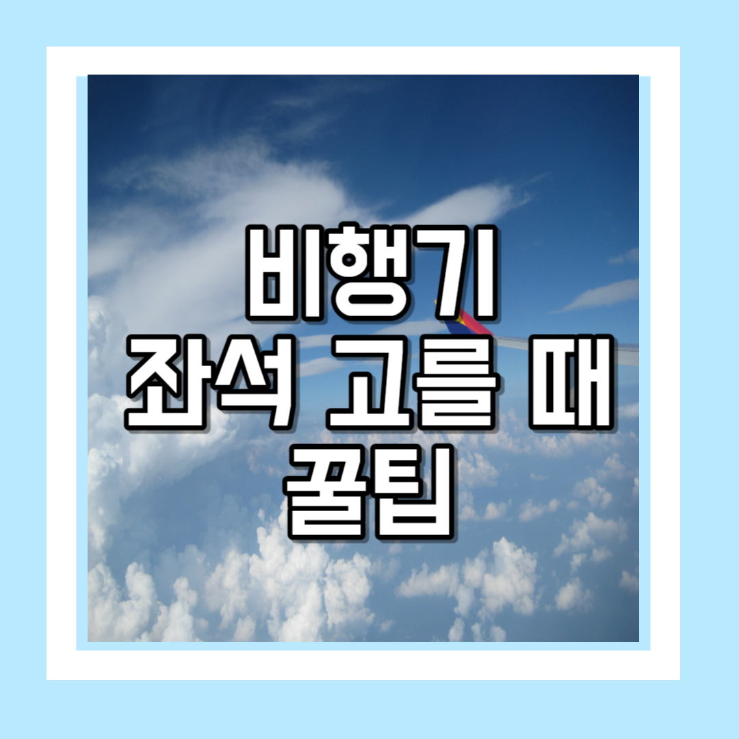 비행기 좌석 고를 때 꿀팁