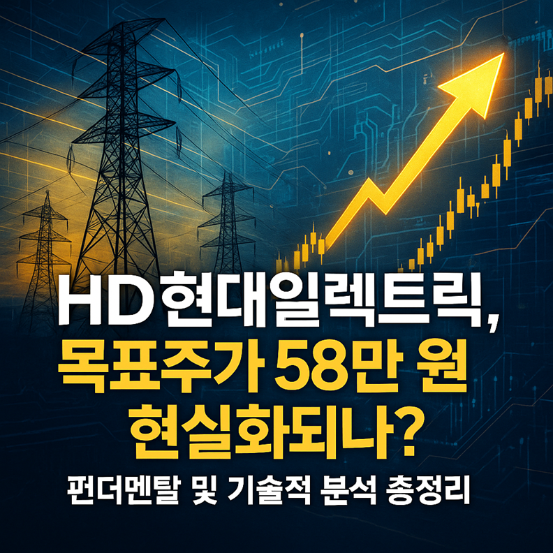 HD현대일렉트릭, 목표주가 58만 원 현실화되나? 펀더멘탈 및 기술적 분석 총정리 관련