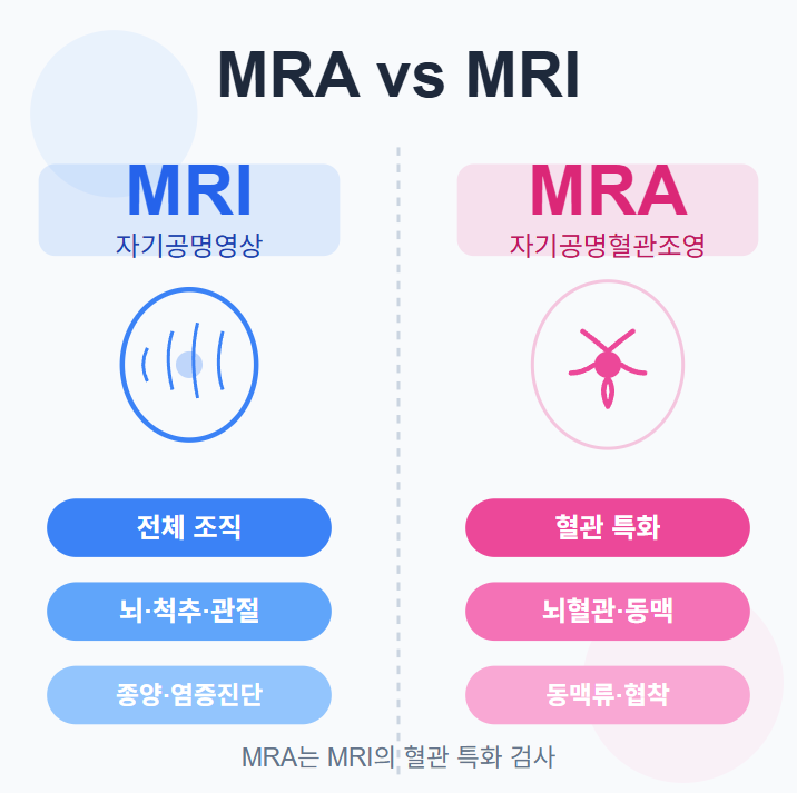 mra와 mri의 차이 한눈에 보기