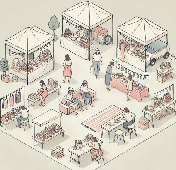 소규모의 오프라인 프리마켓 그림