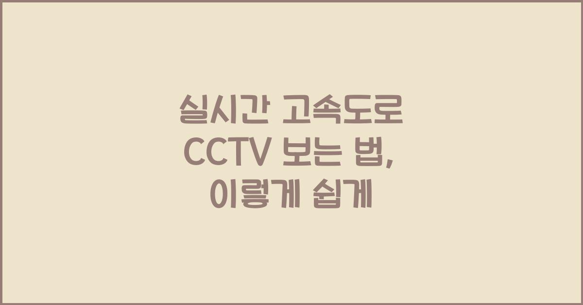 실시간 고속도로 cctv 보는 법
