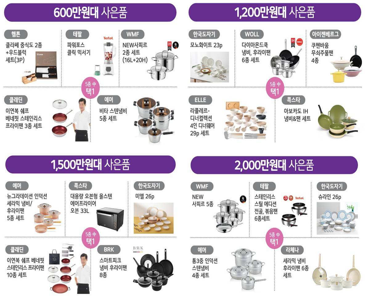 금액대별 사은품
