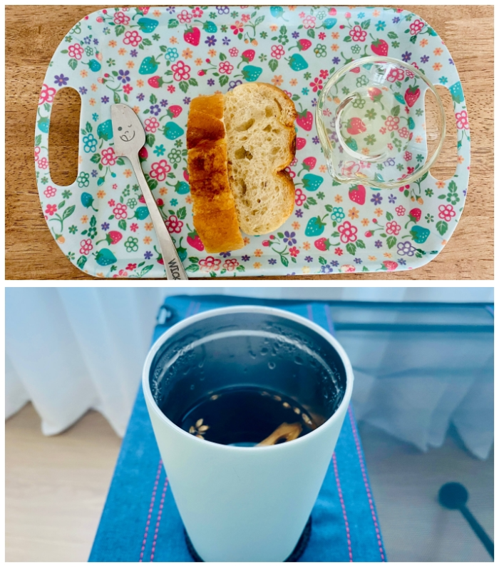 호밀빵과-아카시아꿀,-따끈한-보리차