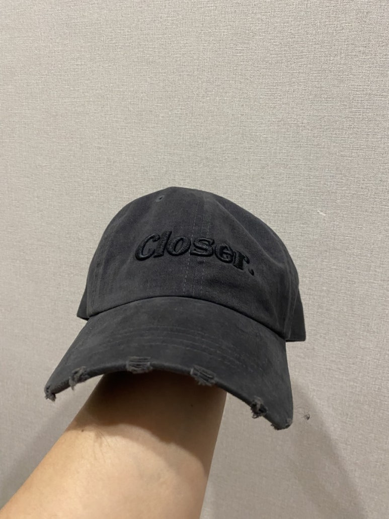 빈티지 보세 데미지 워싱 볼캡 모자 블랙