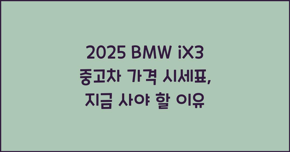 2025 BMW iX3 중고차 가격 시세표