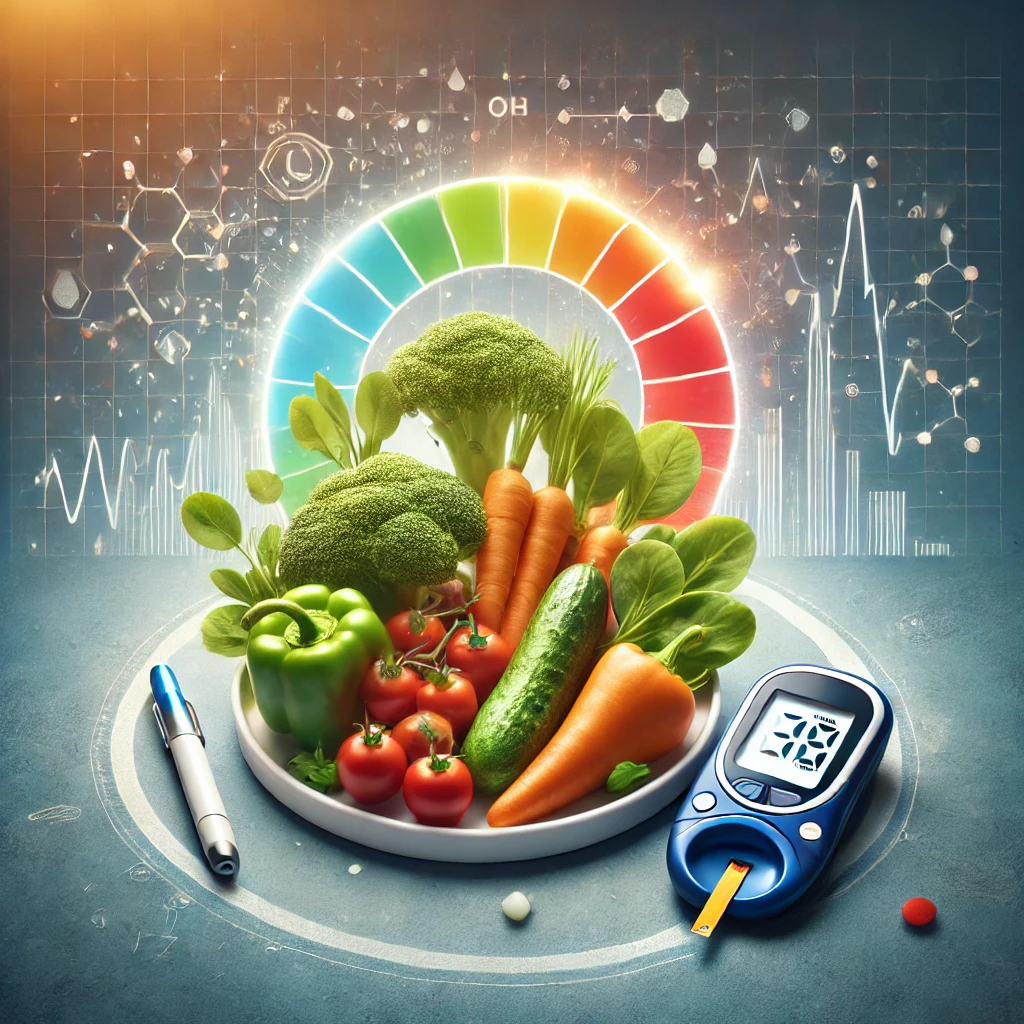 여러가지 채소들이 접시 위에 놓인 이미지