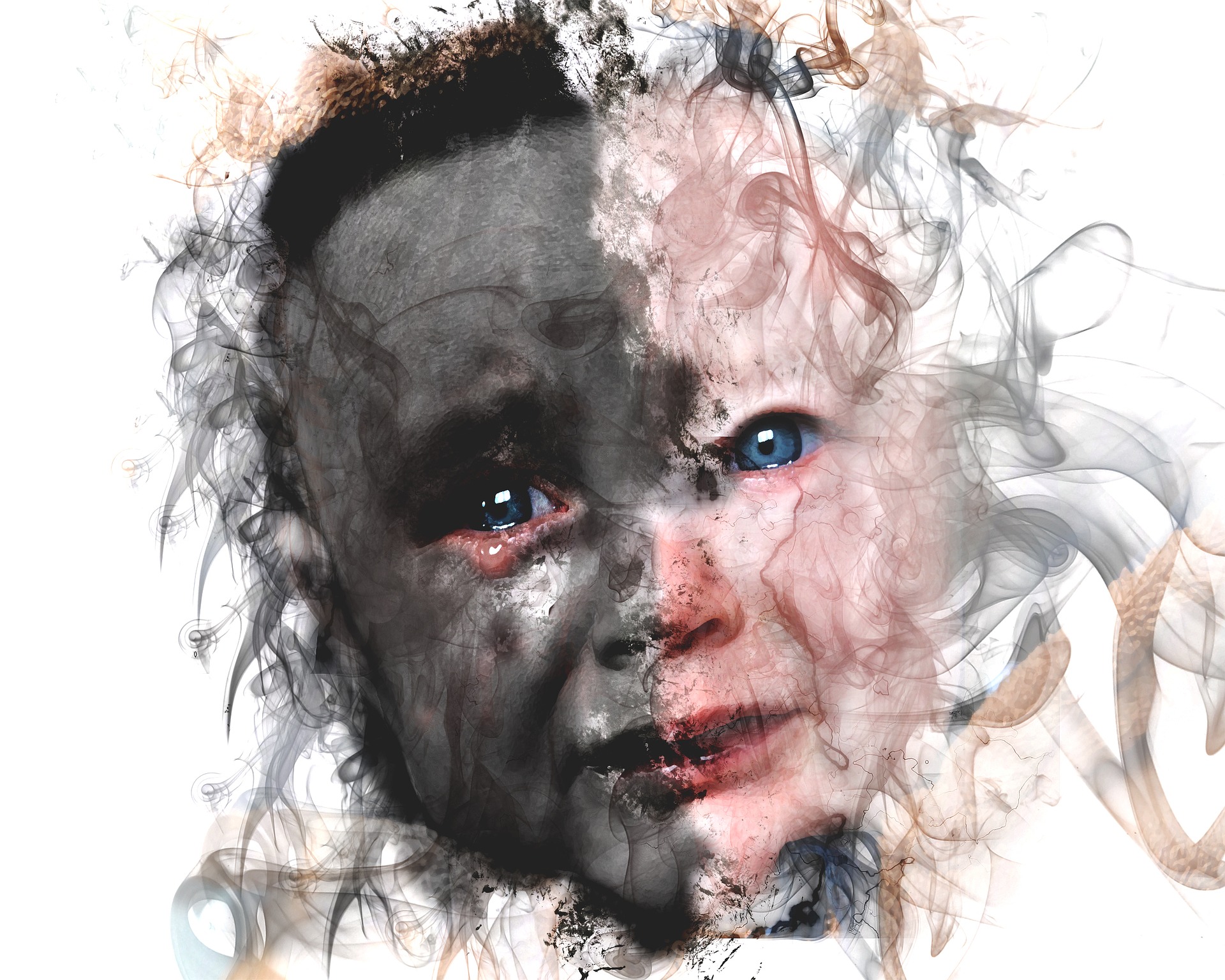 스트레스를 많이 받아서, 정신이 혼미해지도록 울고 있는 아이의 이미지 사진