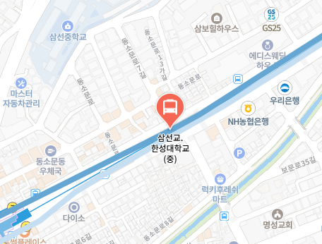 삼선교.한성대학교에서 인천공항 리무진 공항버스(6011번) 지도 위치