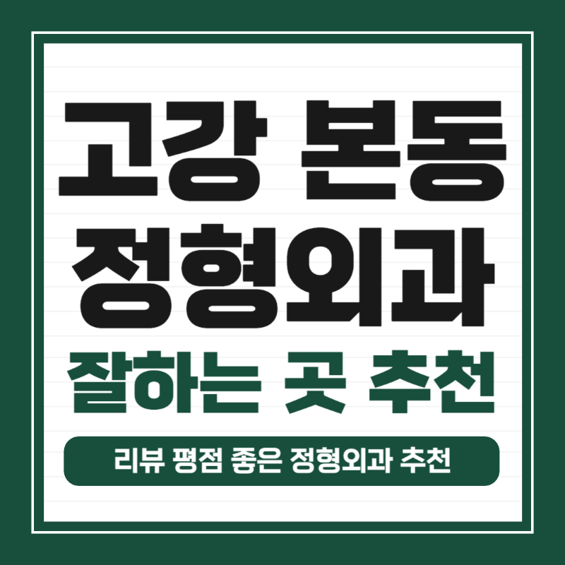 오정구 고강본동 정형외과 유명하고 잘하는 곳 추천 TOP 5