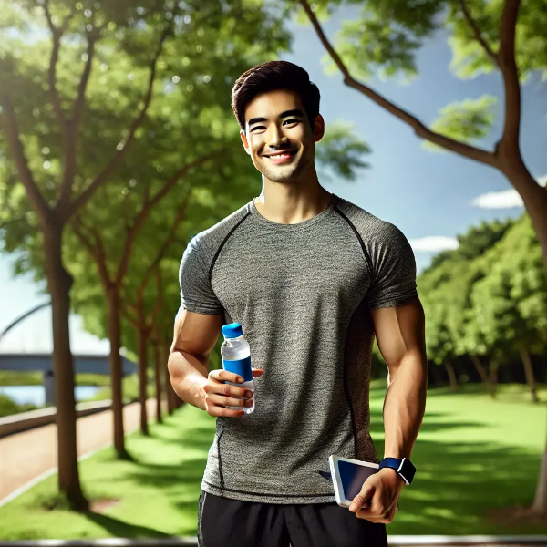 혈당 관리를 성공적으로 이어가는 동양인 남성