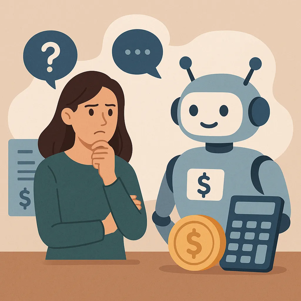 챗봇-재무-상담을-받는-상황을-상징적으로-표현한-일러스트-이미지로-사람과-챗봇이-재무-관련-대화를-나누는-장면을-묘사