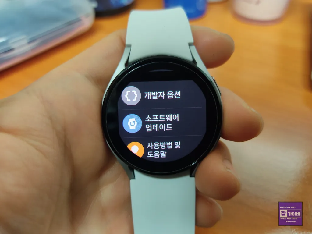 갤럭시워치 개발자 옵션 활성화 소프트웨어 정보 터치