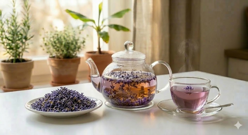 천연 안정제 리날룰 성분으로 뇌파를 안정시켜 깊은 잠을 유도하고 만성 불면증을 해결하는 보라색 라벤더 꽃차