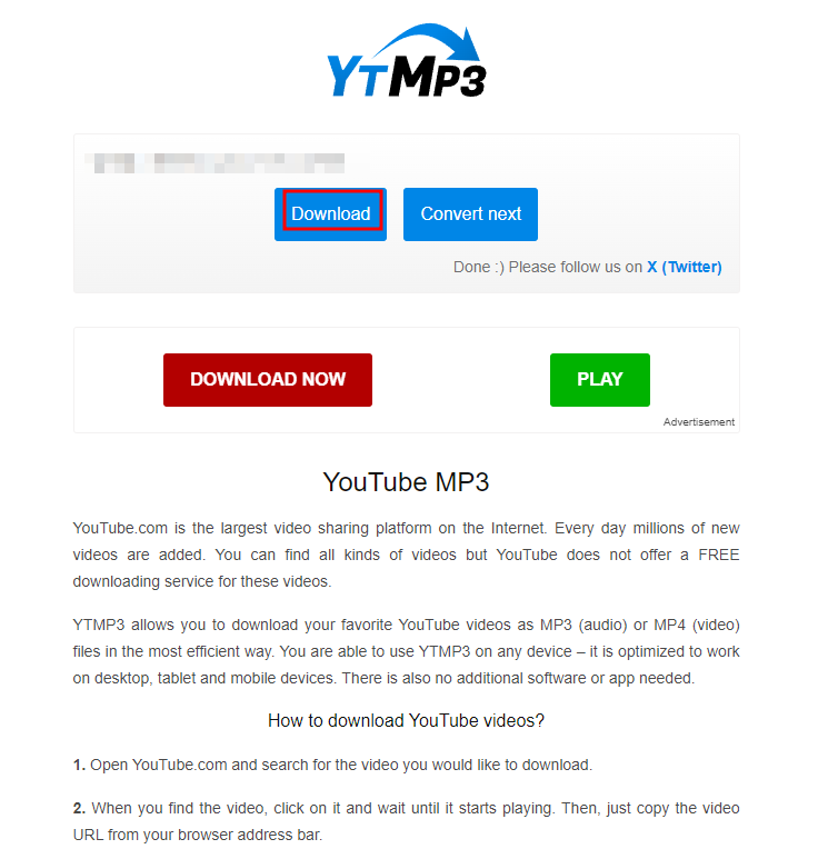 YTMP3 사용 방법