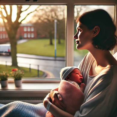 아기를 안고 밖 풍경을 보고 있는 엄마 관련 사진